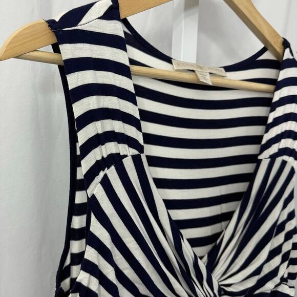 Boston Proper Sleeveless Dress Small Nautical Navy Blue White Striped Twist - Picture 7 of 10
